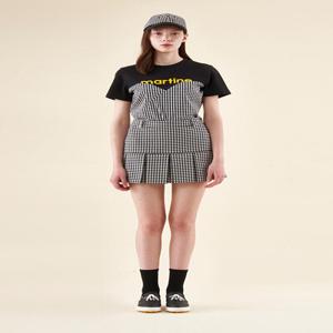 Gingham Check Pleats Skirt_Black (Q0CQ10339)
