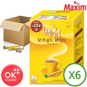 [강남식품] 맥심 모카골드 커피믹스 150T+20T 6개