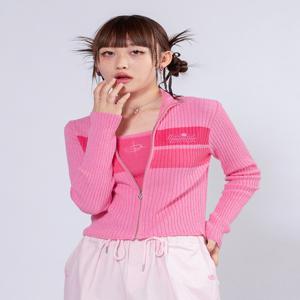 [언유주얼 노말 ] 내쉬 니트집업 지켓 _ 핑크
