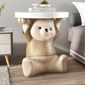 트레이 테이블 북극곰 사이드 협탁 쇼파 (브라운) 인테리어 침대 곰돌이 (반품불가)
