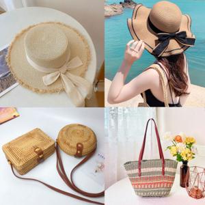 미닛플러스 라탄 가방 비치 모자 여름 휴양지 바캉스 모자 가방