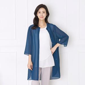 여성 여름 엄마옷 모슬린 쉬폰 시스루 롱 자켓 JK907005 마담/미시옷/중년여성의류/빅사이즈