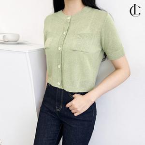 엘케이트 여성 가디건 LDZ977 니트 포켓 크롭 시스루 반팔티