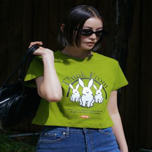 [리올그] 띵크 프롬 크롭 티셔츠 라이트그린