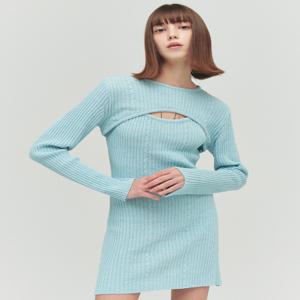 [더포르타] 부클레 볼레로 니트 스카이블루