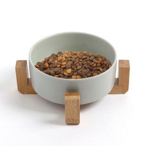 반려동물 우드받침 도자기식기 강아지 고양이밥그릇
