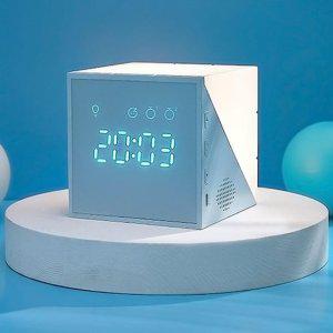 큐브 스누즈 무드등 LED 미니 탁상 음성 인식 무소음 알람 시계 탁상시계 전자시계