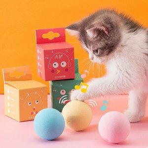 캣닢 사운드볼 핑크+옐로우+블루/고양이공 캣볼장난감