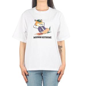 [메종키츠네] 23SS (KW00108KJ0008 WHITE) 여성 드레스드 폭스 반팔 티셔츠