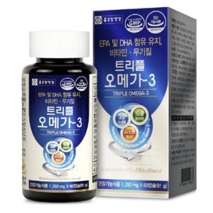 종근당건강 트리플 오매가 쓰리 혈행 건강 EPA DHA 비타민 오메가3 눈 건조 60캡슐