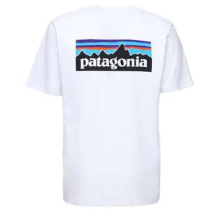 파타고니아 P-6 로고 RESPONSIBILI 티셔츠 화이트