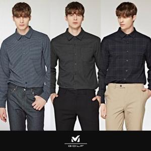 [이월] [MILLET GOLF] NEW 밀레골프 울라이크 기모 체크 셔츠 남성 3종세트