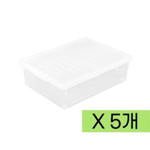 시스템 리빙박스 36L x 1box (5개)   화이트 반투명/수납정리/리빙박스/플라스틱박스/정리박스-신연[무료배송]