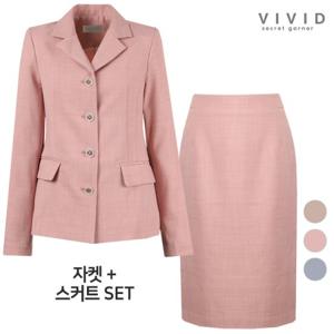 VIVID SET 여성 포버튼여름 정장자켓+미디스커트 세트