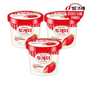 빙그레 투게더 딸기우유(대) 3개