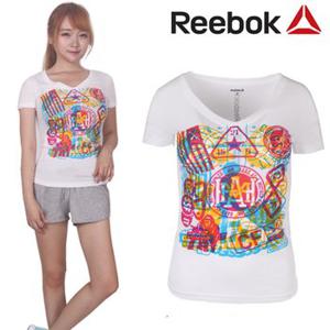 [QR코드인증]리복 여성 RCF GRAPHIC T 5 라운드 반팔 티셔츠 - B83999