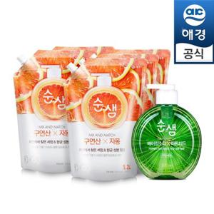 순샘 주방세제 믹스앤매치 자몽/피톤치드 500ml(용기)+1.2L(리필)x5개