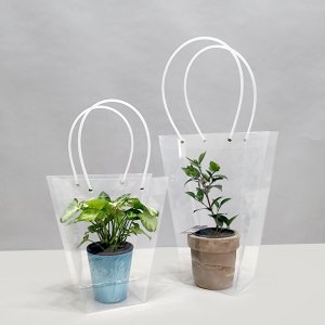 마이플랜트 플라워 투명 쇼핑백 꽃 식물 선물 포장 비닐백 다용도 PVC 쇼핑백