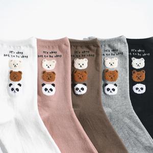 키키야 여성 포인트양말 장목 삭스 캐릭터 곰 세마리