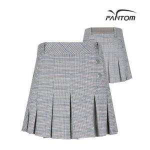 팬텀골프 여성 단추 장식 맞주름 큐롯 스커트 F221B3PC291_GY