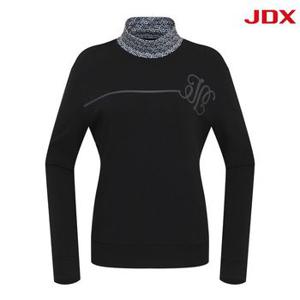 여성 JDX 23` F/W 로고 패턴 포인트 루즈핏 하이넥 티셔츠 X2TLU7449BK_일산점