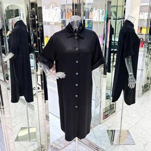 [엘러브] 새상품 샤넬 23C 실크 셔츠 드레스 38 블랙 3ET1846