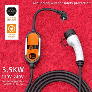 Feyree 전기 자동차용 휴대용 EV 충전기, 타입 2 IEC62196-2 16A EVSE 충전 케이블, 타입 1 SAE J1772 EU 플러그 컨트롤러 월박스