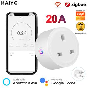 Zigbee-스마트 플러그 영국 소켓 전원 스트립, 투야 20A, 에너지 모니터가 있는 미니 홈 무선 콘센트, 알렉사 구글 홈과 호환 가능