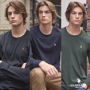 [US POLO ASSN.]23FW COTTON 100 라운드넥 티셔츠 남성 3종