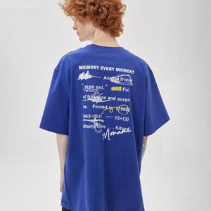 모나미X이상봉 메모리텍스트 프린트 오버핏 티셔츠 블루  M31T09_P346094602