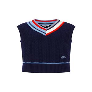 Coloring V Neck Knit Vest_Navy