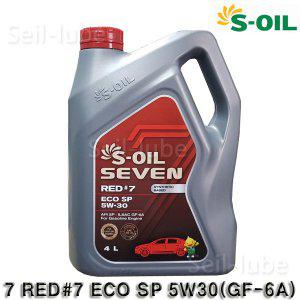 S-OIL 세븐 레드 #7 에코 SP 5W30 4L ILSAC GF-6A 저마찰 가솔린 엔진오일