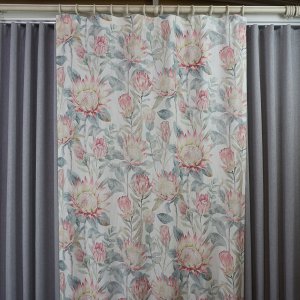 핑크 튤립 나염 거실 창문 안방 커튼 꽃무늬 화사한 사계절 커텐