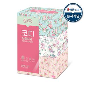 코디 뉴플라워 미용티슈 250매 x 3입 1팩