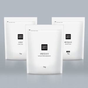 [3종세트]  베이킹소다+과탄산+구연산1kg 지퍼백