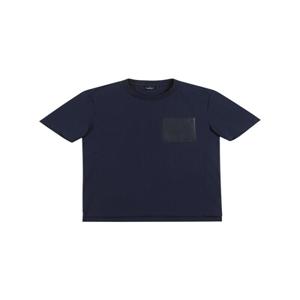 Pleather Patch Round Shirts_Navy (Men) (Z0C120749)