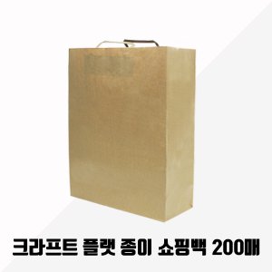 크라프트 친환경 플랫 종이 쇼핑백 200매 특소~특대