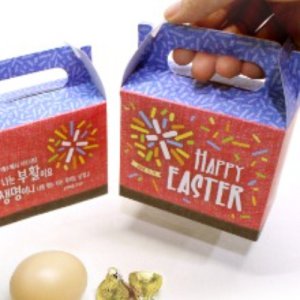 부활절 달걀 2구 손잡이 박스 20개_레드  (계란포장지)