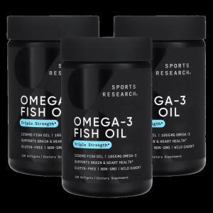 스포츠리서치 오메가3 피쉬오일 120캡슐 3개 지방산 Omega3 Fish Oil
