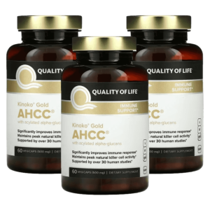 퀄리티오브라이프랩 키노코 골드 AHCC 60캡슐 3개 담자균 덱스트린 셀룰로오스