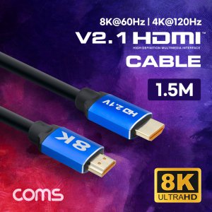 Coms HDMI케이블 V2.1 8K 60Hz 블루 TB260 1.5M 3M 5M