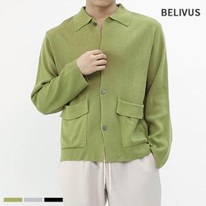 빌리버스 남자 가디건 BOP116 카라 긴팔 니트 아우터
