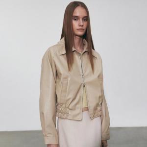 CLASSIC BLOUSON LEATHER JACKET_BEIGE