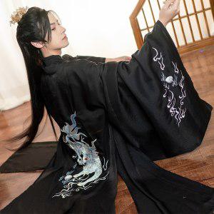 호위 무사 한복 궁중 선비 코스튬 옷 할로윈 의상 오리지널 일본 용 고대 자수 기모노 드레스 사무라이 코