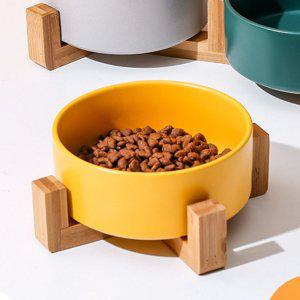 반려동물 우드받침 도자기식기(16cm) 고양이밥그릇