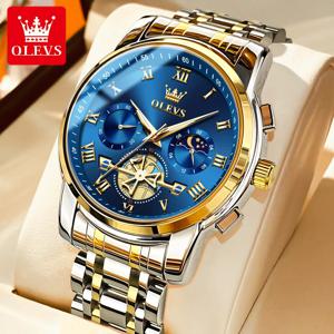 OLEVS 남성용 클래식 럭셔리 쿼츠 시계, 로마 스케일 다이얼, 방수 야광 손목 시계, 최고 브랜드