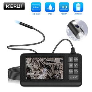 KERUI 듀얼 렌즈 산업용 내시경 검사 카메라, 스크린 포함, IP67 방수 스네이크 1080P 휴대용 디지털 비디오 보어스코프