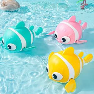 아기 목욕 장난감 귀여운 수영 물고기 만화 동물 플로팅 윈드 업 장난감, 물 게임 클래식 시계 장난감, 유아용