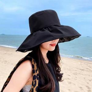 여름 자외선 차단 챙넓은 돌돌이 모자 여성 블랙 썬캡