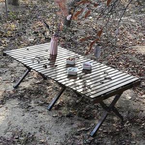 소나무 원목 롤 테이블 접이식 캠핑 테이블 소형 V2
